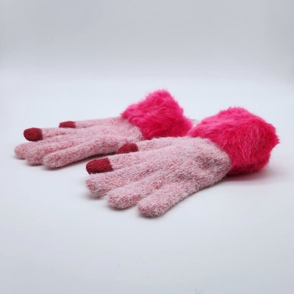 💙 Kids pinks fuzzy gloves, winter gloves with touch screen fingertips, cute - Picture 4 of 10